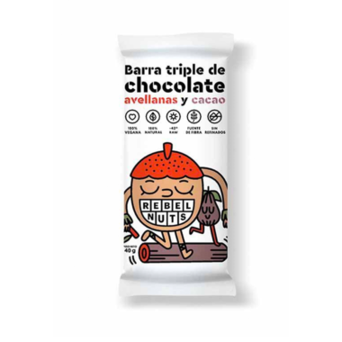 Barra triple de chocolate avellanas y cacao (Rebel Nuts)