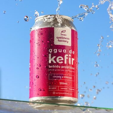 Agua de Kefir Lata Ciruela e Hibisco 355ml
